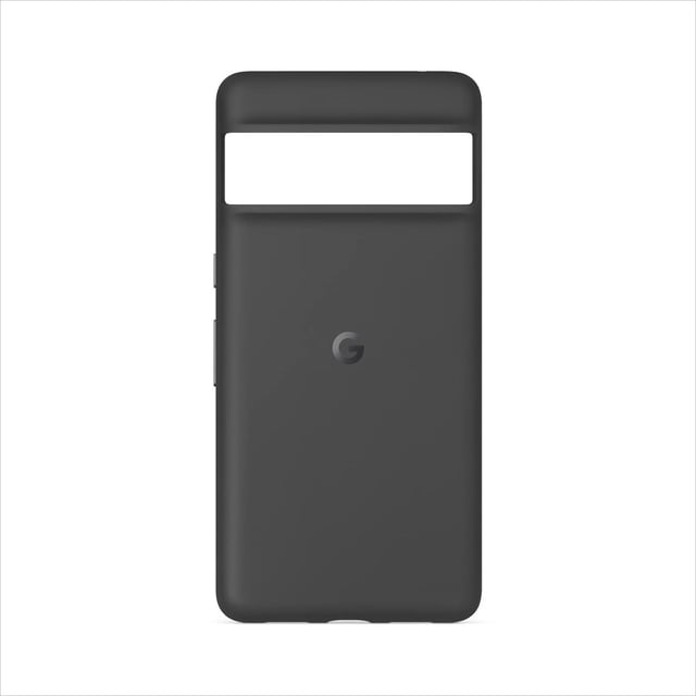 funda para google pixel 7 pro obsidiana funda Soft-Grip color obsidiana para Pixel 7 Pro, vista trasera centrada con recorte horizontal para cámara y logo G en el centro. Silueta delgada y ajustada, textura suave al tacto, botones laterales accesibles y apertura inferior para puerto; dimensiones 17.78 x 8.38 x 1.52 cm. También suele usarse como funda ligera y protectora para transportar el teléfono con seguridad.