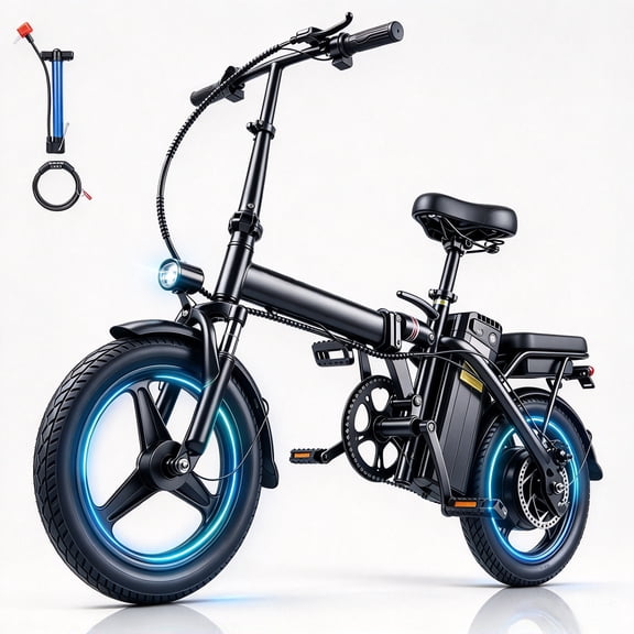 14"Folding Electric Bike,500W Motor 30 Miles 20MPH,Electric Bicycle for Adults,Commute Ebike with Removable Battery,Shock Absorbers,UL2849