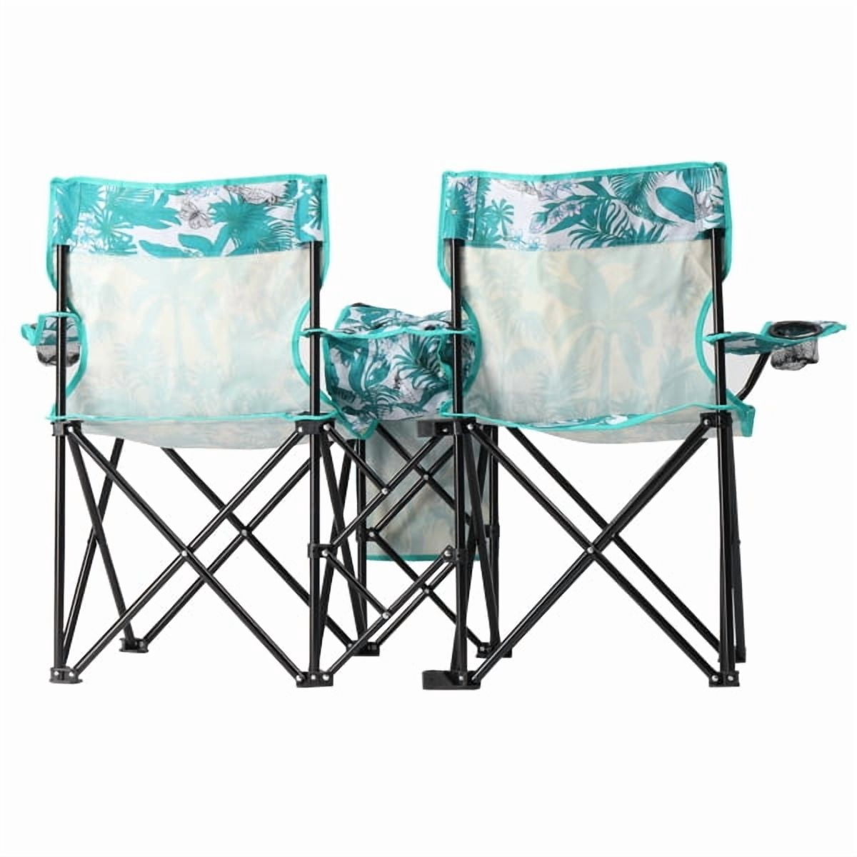 Alvantor Folding 2-Seat Outdoor Chair with Removable Pineapple Umbrella for Beach and Camping