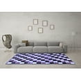 thumbnail image 3 of Ahgly Company Machine Washable Indoor Square Checkered Blue Modern Area Rugs, 3' Square, 3 of 4