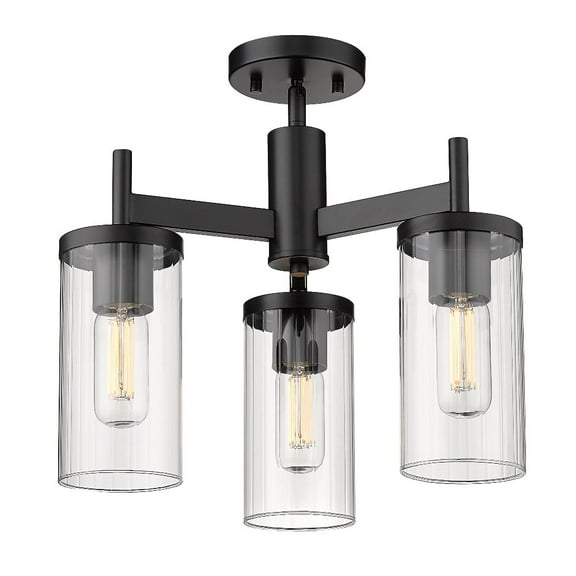 Golden Lighting Winslett 3-light Semi-Flush Mount in Matte Black