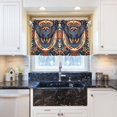 thumbnail image 5 of Yayeee Kitchen Curtains Tier Pair Light Filtering 27"x36" Rod Pocket Short Cafe Window Panel, Blue Geometric Eagle, 5 of 7