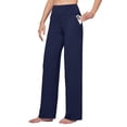 thumbnail image 1 of Pantalones de yoga Willit para vestido ancho con bolsillos, talla L, color azul marino, 1 of 7