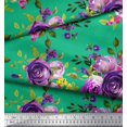 thumbnail image 2 of Soimoi polyester Crepe Fabric Leaves & Rose Flower Decor Fabric Printed Yard 52 Inch Wide, 2 of 3