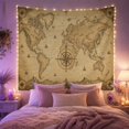thumbnail image 2 of Antique World Map with Compass Rose and Sailing Ships, Nostalgic Vintage Illustration, Housewarming Gift for Travel Lovers, Map Wall Art, Tapestry Wall Hanging for Office and Dorm, 2 of 7