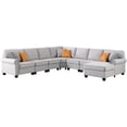 thumbnail image 3 of Pemberly Row Transitional Polyester Fabric U-Shaped Sectional Sofa in Light Gray, 3 of 8
