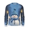thumbnail image 4 of Men's Christmas Printed Crewneck Long Sleeve Ribbed Knit Pullover Sweater with Snowflake Pattern, Relaxed Fit Casual Business Knitwear for Holidays and Everyday,Multicolor,S, 4 of 5