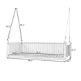thumbnail image 3 of Outdoor Porch Swing Bed with Hemp Rope, Minimalist Wood Frame Patio Swing for Backyard Poolside, 350 LBS Weight Capacity, Gray, 3 of 9