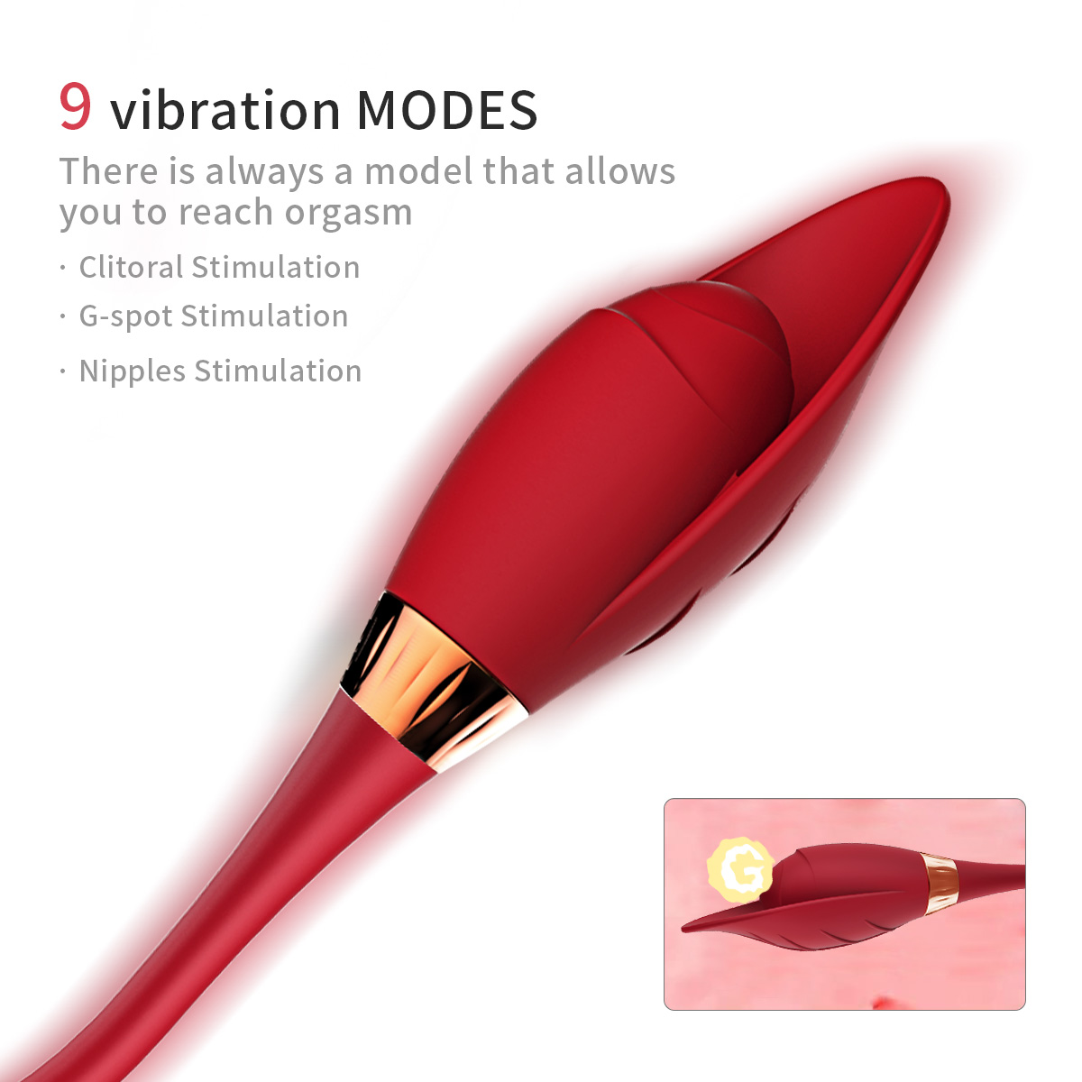 Tianyi Powerful Rose Sucking Vibrator Toy Waterproof Massager for Women with 9 Frequency Sucking Vibration Mode