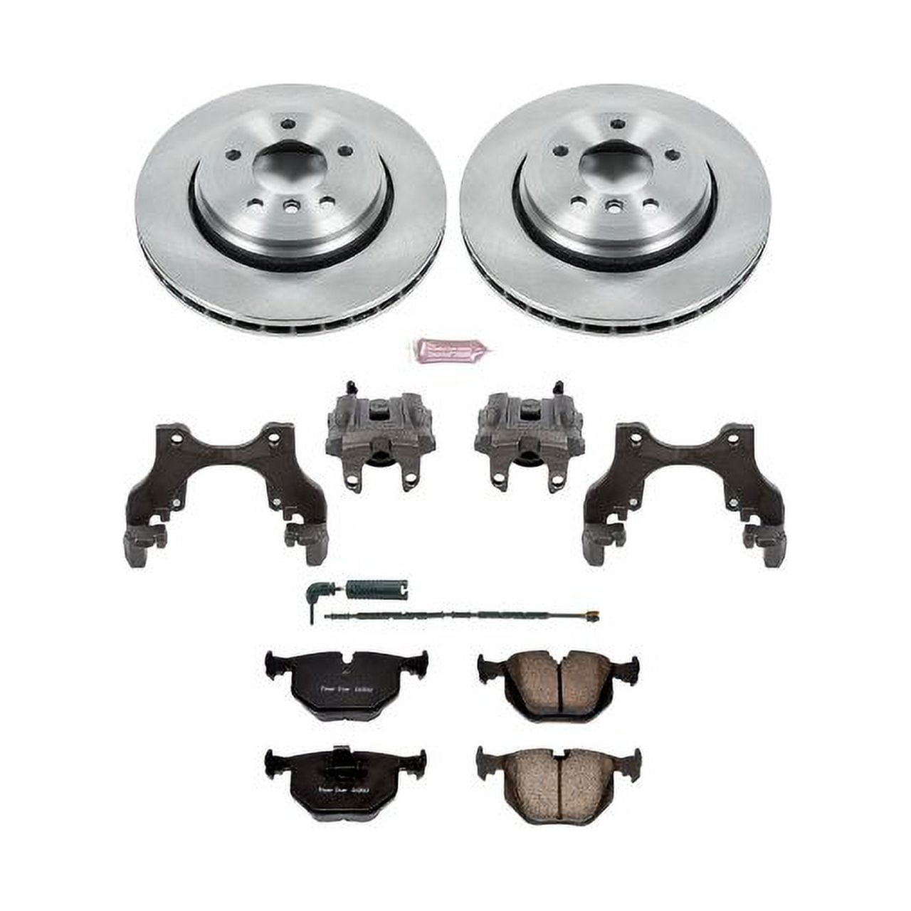 PowerStop Rear Stock Replacement Brake Pad and Rotor Kit with Calipers Fits: BMW Select Models KCOE5729