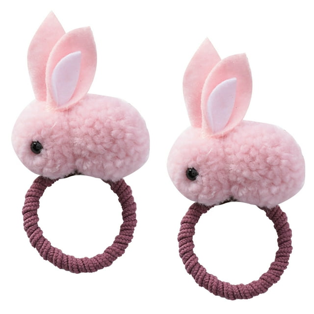 2 Pcs Attache-Cheveux Mode Élastique Mignon Rabbit Porte-Queue de Cheval Bandeau Corde à Cheveux