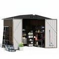 thumbnail image 3 of COMHOMA Metal Shed 8 x 6 ft. Outdoor Storage Shed with Lockable Door and Air Vent Metal Garden Shed,Brown, 3 of 9