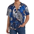 thumbnail image 3 of Fotbe Blue Heron Floral Garden print Short Sleeve Button Down Shirts for Men Casual Summer Beach Wrinkle Free Shirt-Medium, 3 of 7