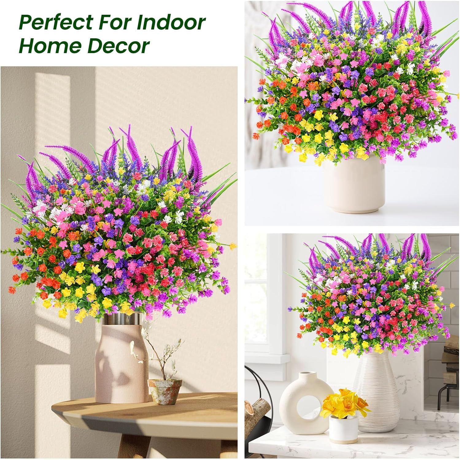 Artificial Plants Outdoor, 20PCS Artificial Flowers, UV Resistant Fake Flowers, Faux Flowers for Outdoor Planters for Front Porch Pot Decor