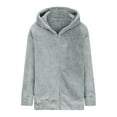 thumbnail image 5 of UAMVSH Womens Oversized Sherpa Hoodie for Winter Warm Fuzzy Fleece Hooded Sweatshirt with Pockets Plush Full Zipper Jacket Coat(X-Large,Gray), 5 of 6