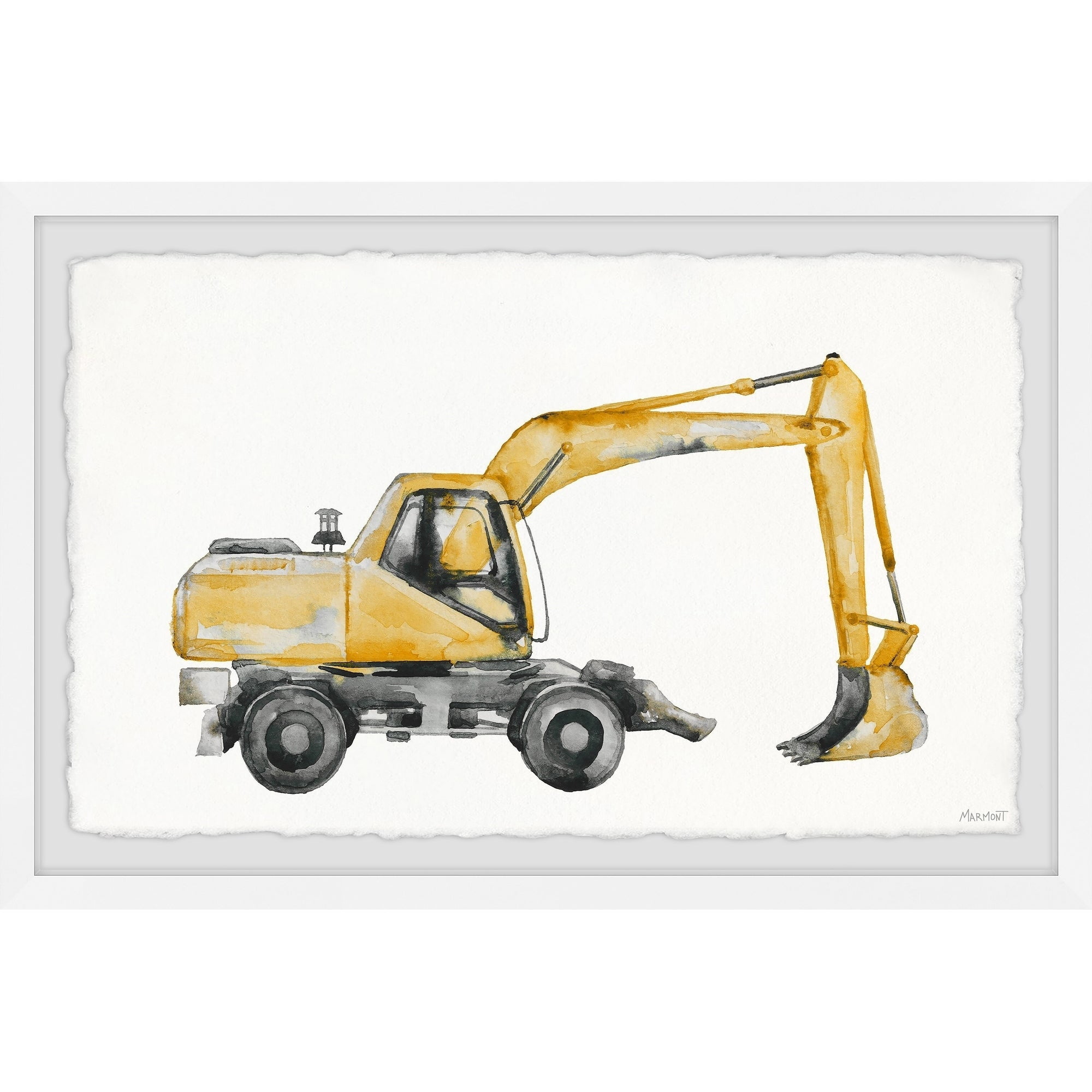 Marmont Hill Wheeled Excavator Framed Wall Art, 12" x 18"