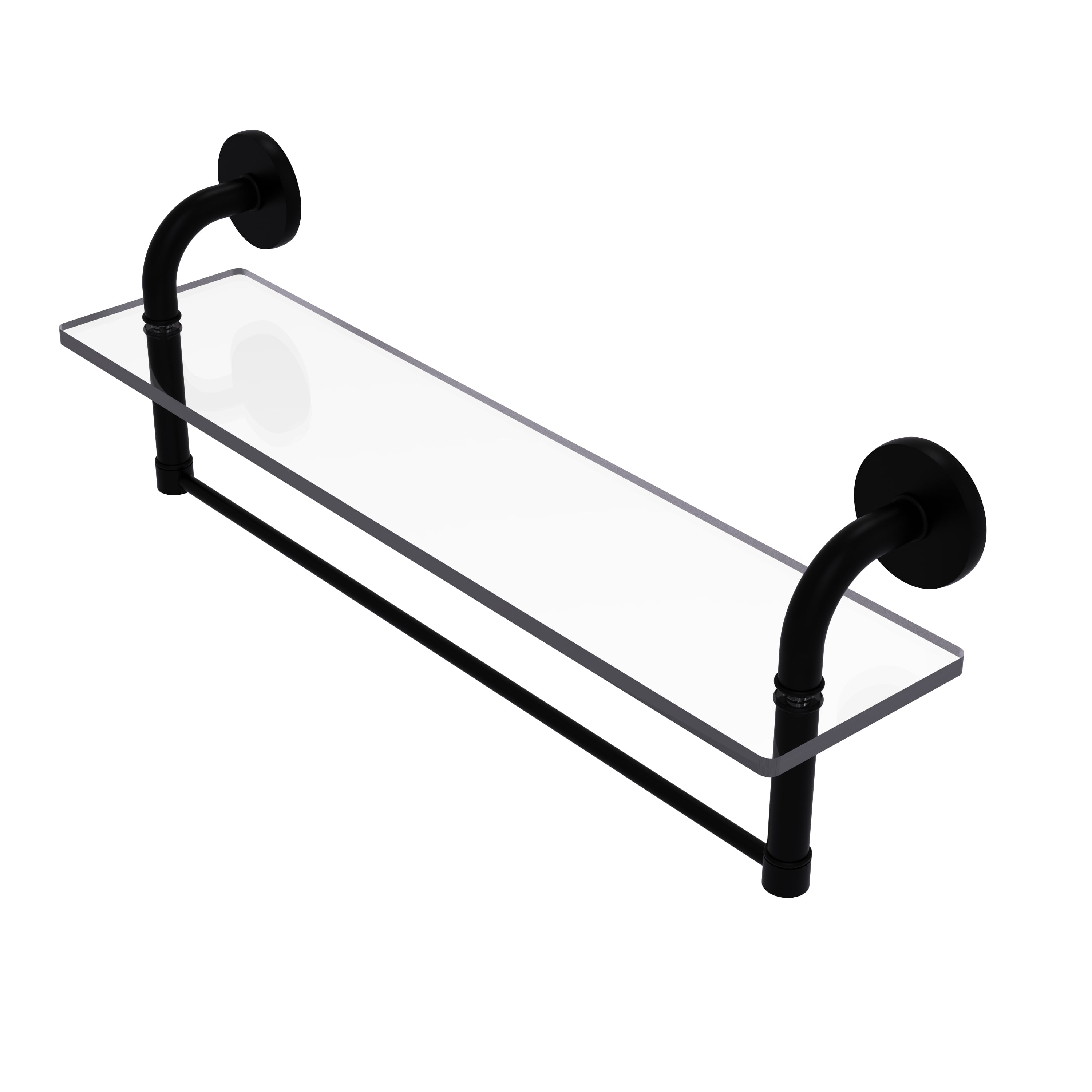 Remi Collection 22 Inch Glass Vanity Shelf with Integrated Towel Bar ...