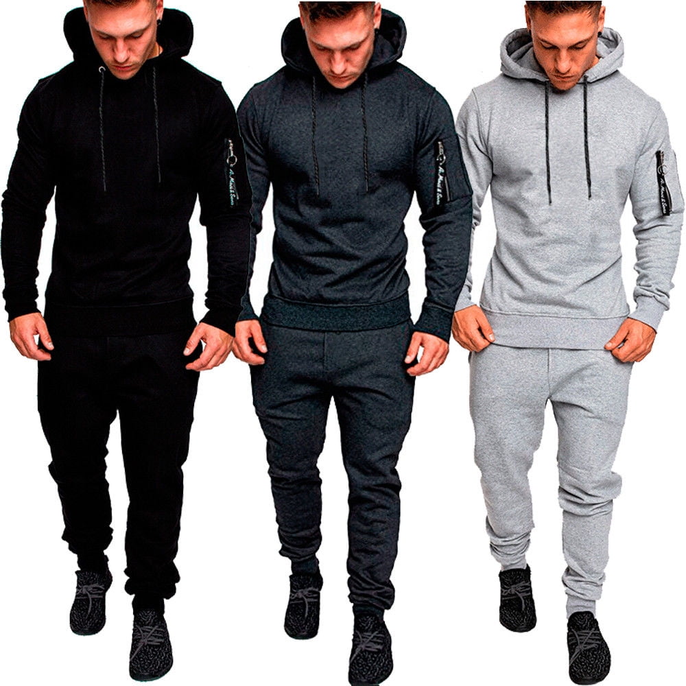 Mens Tracksuit Zipper Jacket Sweatshirt Trouser Sport Jogging Suit