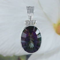Beautiful Hawaiian Large Rainbow Mystic Topaz Necklace, Sterling Silver Rainbow Topaz Pendant, N8826 Valentine Birthday Anniversary Mom Gift