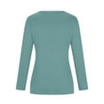 thumbnail image 4 of qelini Blouses for Women Dressy Casual Fall and Winter Loose Solid Color Crew-Neck Long Sleeve Cross Folds Pullover Tops Fashion Arrivals Lightweight and Green XL, 4 of 5