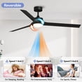 thumbnail image 3 of Bright Corners 60 Inch Downrod Ceiling Fans with Lights and Remote Control, Modern Outdoor Indoor Black 3 Blades LED Lights Smart Ceiling Fans for Bedroom, Living Room, and Patios, 3 of 5