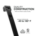 thumbnail image 3 of TR Industrial Ultra Heavy Duty Multi-Purpose UV Cable Ties (50-Piece), 250 lbs. Tensile Strength, 8.9", Black 8.9", 3 of 5