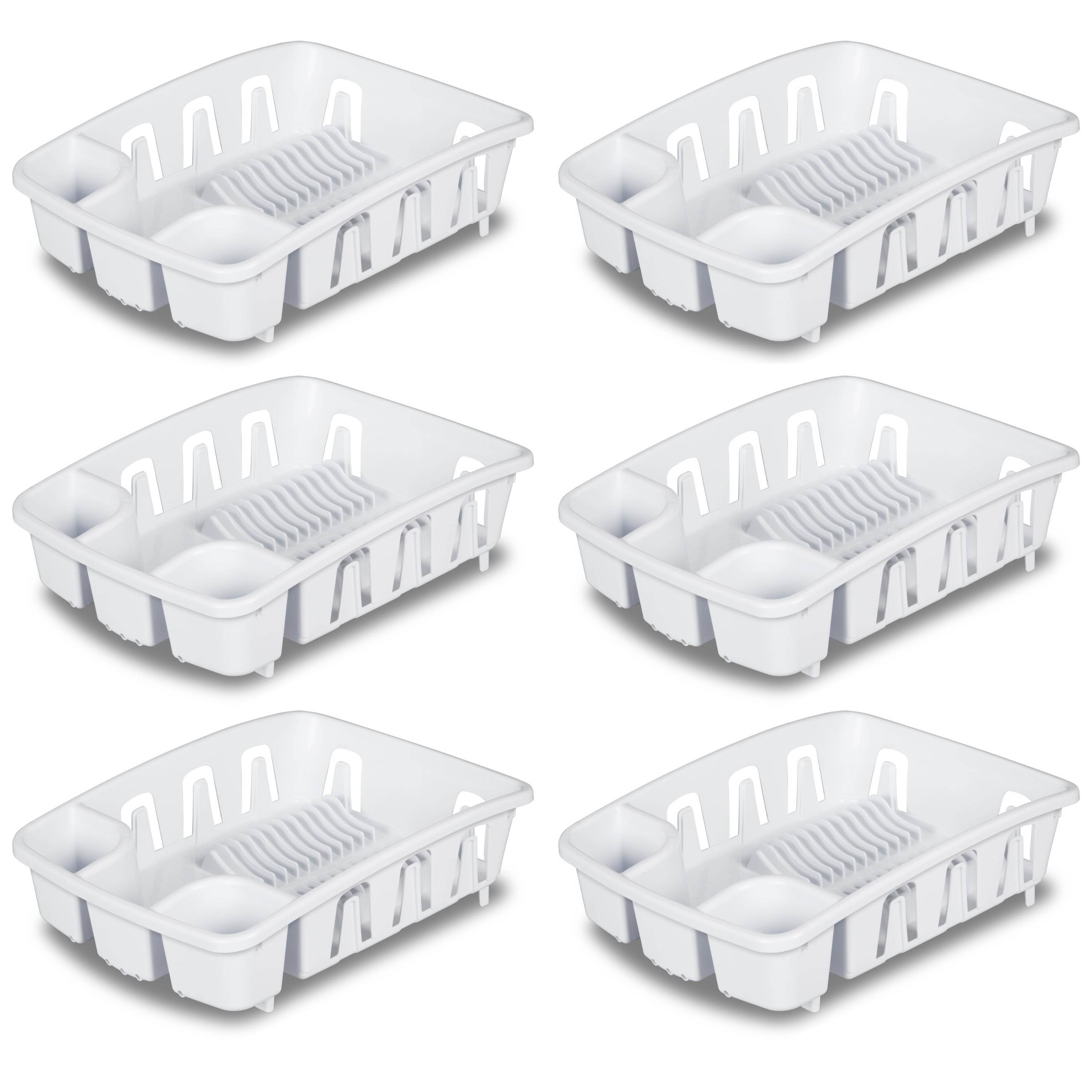 Sterilite Drain Rack with Inclined Drainboard and Dish Rack, 6Pack
