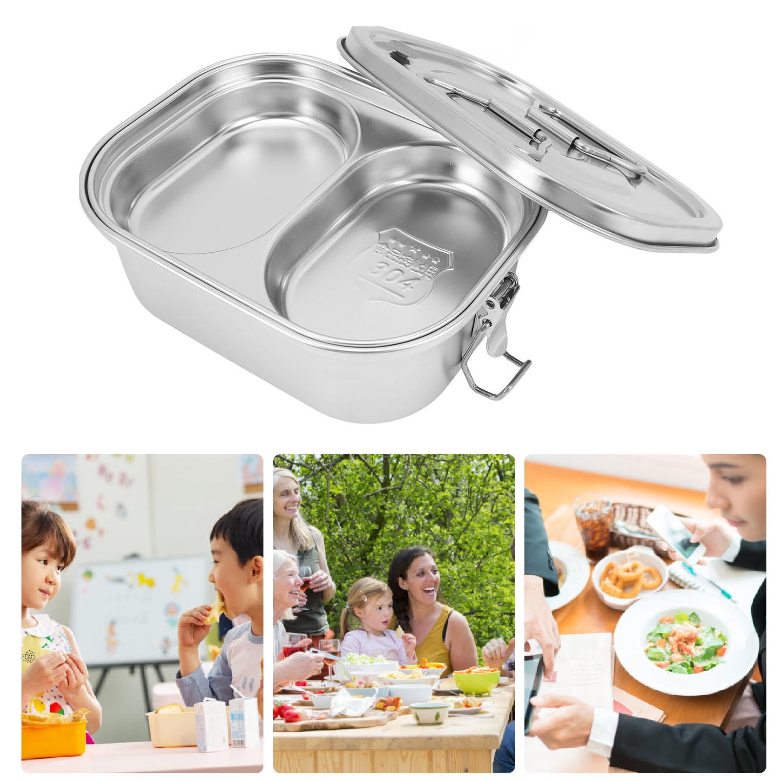 BIMZUC 304 Stainless Steel Lunch Box – Leakproof, Large Capacity, Insulated, Square Compartment, Portable for Adults