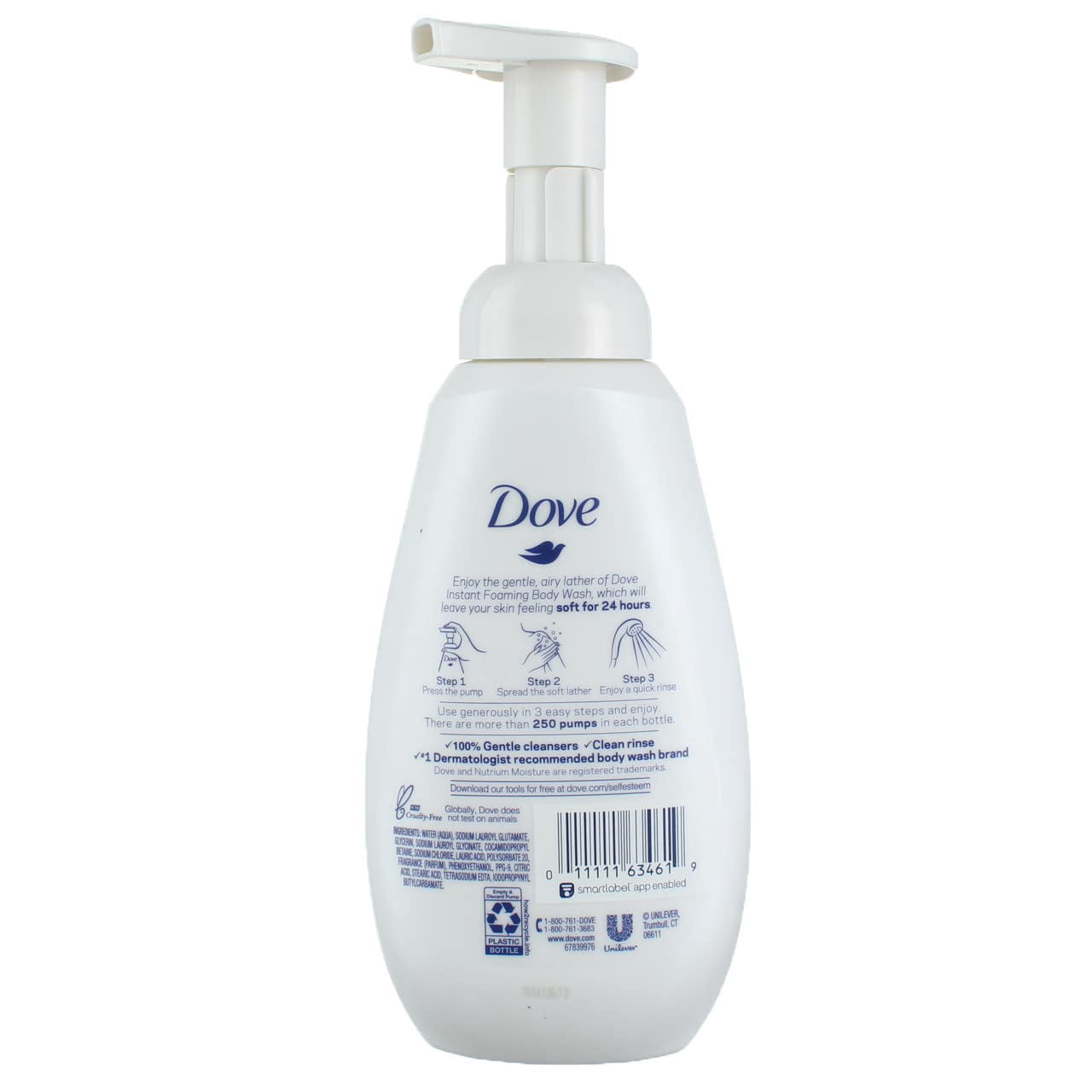 Dove Instant Foaming Body Wash For Soft, Smooth Skin Deep Moisture Cleanser That Effectively Washes Away Bacteria While Nourishing Your Skin 13.5 Oz Packaging May Vary - Pack of 3