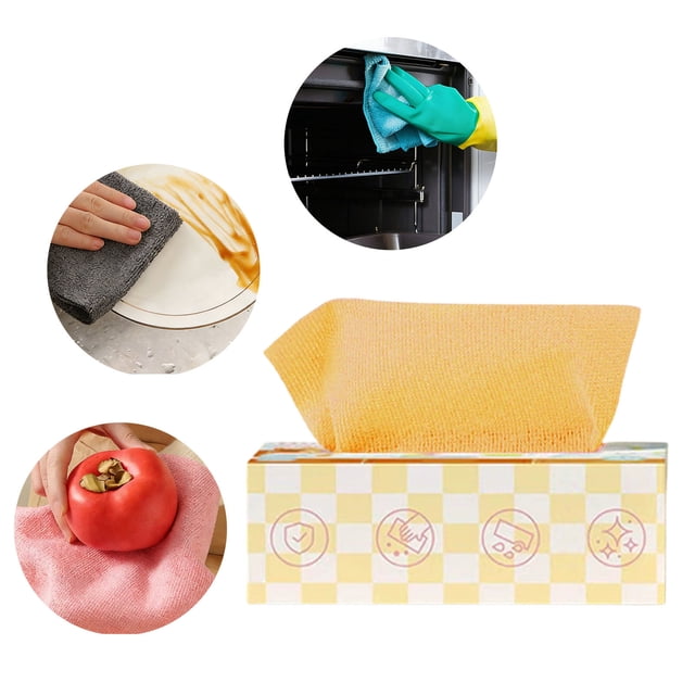 COM1950s Heavy Duty Disposable Kitchen Cloths, 20ct Reusable and Washable Cleaning Cloths for Dish, Absorbent Paper Towel Alternative for Everyday Messes