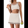 thumbnail image 1 of Conjunto de 2 Piezas para Mujer, Suéter, Falda, Tirantes, Sin Mangas, Falda Corta, Tenis, Falda Pantalón, Gimnasio, Yoga, , Talla L, 1 of 6