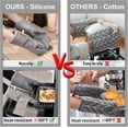 thumbnail image 5 of Oven Mitts and Pot Holders Set 6 Pieces, 500°F Heat Resistant Extra Long Kitchen Oven Gloves with Non-Slip Silicone Grip, Flexible BBQ Mitts for Cooking Baking Grilling, Grey, 5 of 7