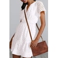 thumbnail image 2 of AURA Womens 2026 Summer Short Dress V Neck Short Sleeve A Line Hollow Out Lace Ruffle Cute Casual Beach Party Dresses, 2 of 7