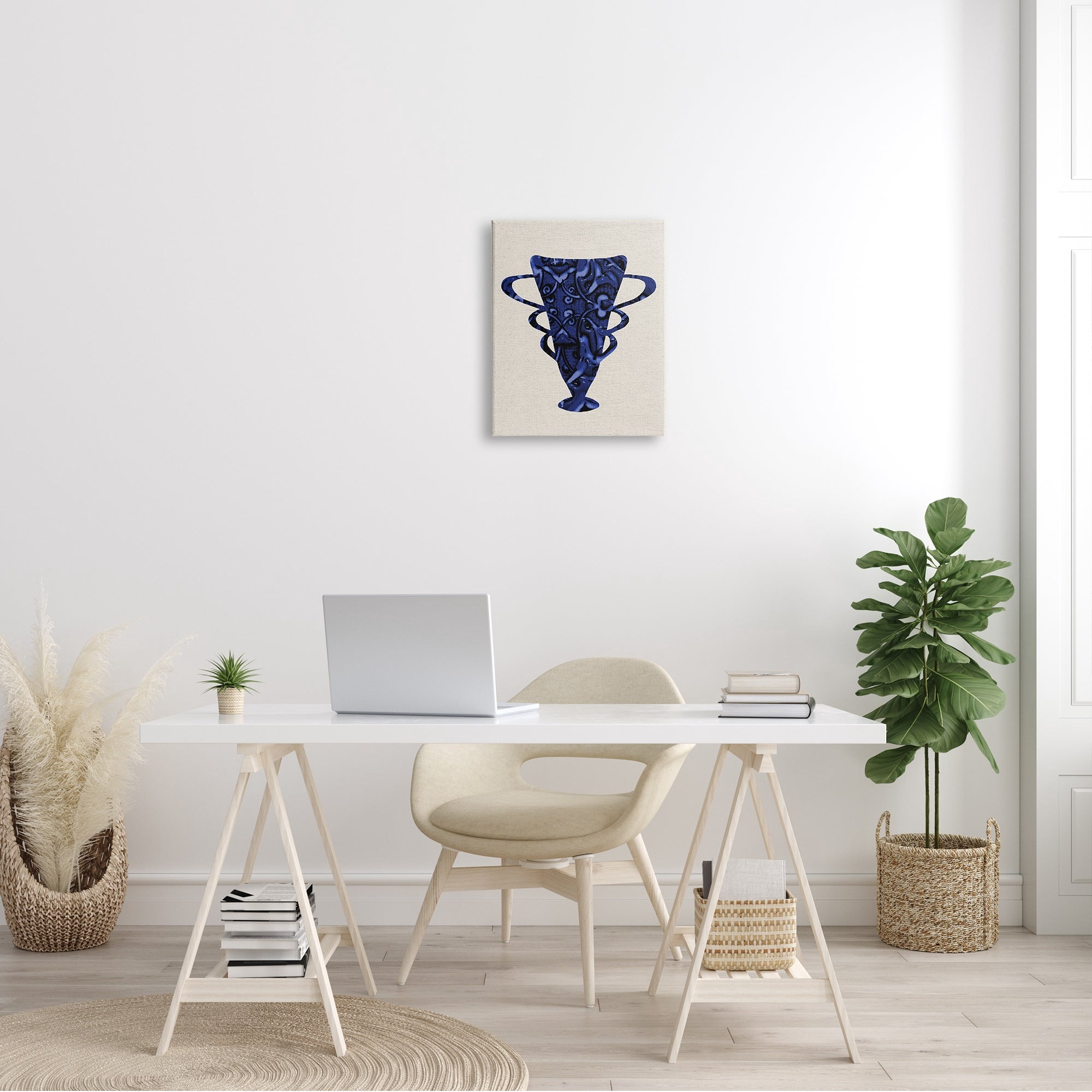 Stupell Industries Bold Blue Abstract Pattern Pottery Still Life, 30 x 40,Design by Daphne Polselli