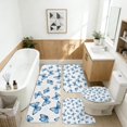thumbnail image 2 of Butterfly and Watercolor Blue Pattern Bathroom Rug Set 4 Piece,Includes Contour,Lid Cover,Bath Mat,Non-Slip Extra Soft Absorbent Washable, 2 of 3