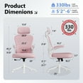 thumbnail image 3 of HomeZeer Desk Chairs with Wheels, Mesh Office Chair with Lumbar Support, Ergonomic High Back Office Chair with Adjustable Headrest, Task Chair Flip-up Arms, Executive Office Chair Home Office, Pink, 3 of 12
