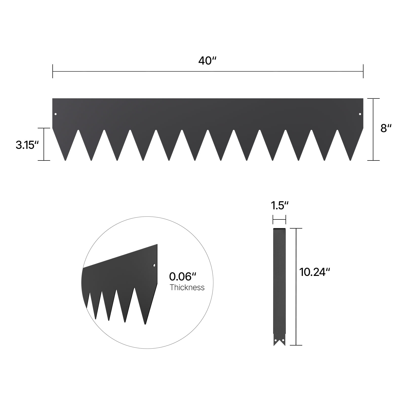 KFFKFF Iron Garden Border, Set of 6, 40 x 8 inches, Corrosion-Proof Metallic Garden Border, Flexible Outdoor Edging, Robust Grass Divider, Simple to Set Up, Black Divider for Yard Pathway Flower Bed