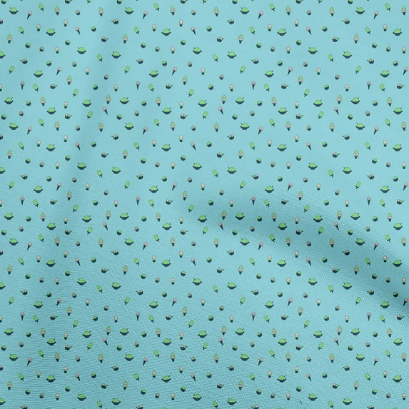 oneOone Cotton Jersey Aqua Blue Fabric Ice Cream & Cupcakes Sewing Material Print Fabric By The Yard 58 Inch Wide