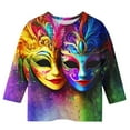 CLOISE Youth White Tshirt Boy Girls Mardi Gras 3/4 Sleeve Crew Neck ...
