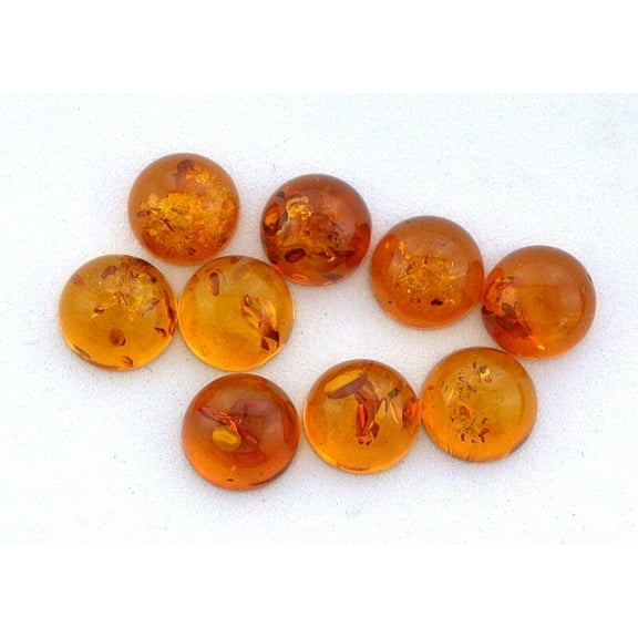 TWO 8mm Round Synthetic Baltic Amber Cab Cabochon Gem Stone Gemstone EBS8032