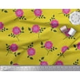 thumbnail image 2 of Soimoi Poly Georgette Fabric Leaves & Pink Flower Floral Decor Fabric Printed Yard 52 Inch Wide, 2 of 3