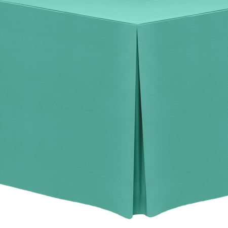 

Ultimate Textile (5 Pack) 4 ft. Fitted Polyester Tablecloth - for 18 x 48-Inch Classroom and Folding Rectangle Tables Caribbean Blue