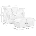 thumbnail image 2 of Oversized Chaise Lounge Indoor with Ottoman, 49" Modern Reclining Sofa Chair, Corduroy Upholstered Accent Chair, Comfy Reading Chair Sleeper Sofa for Living Room, Kids Room, Bedroom, Beige, 2 of 9