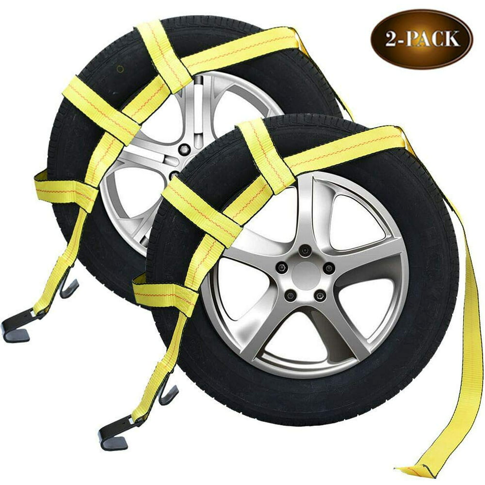 Robbor Tow Dolly Basket Straps with Flat Hook for Small to Medium Size Tires OverTheWheel Tie