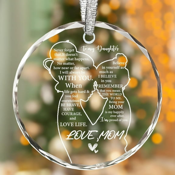 Mother Daughter Glass Ornament 2025, I Love You Daughter Gift from Mom, Sentimental Keepsake