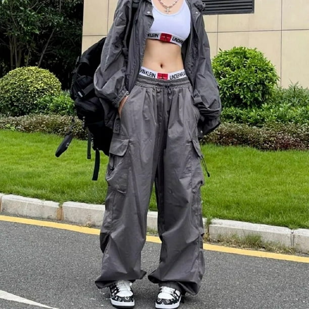 Y2K Women Streetwear Techwear Cargo Korean Harajuku Casual Parachute Pants  for Men Sweatpants Wide Leg Joggers Trousers Clothes 