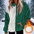 thumbnail image 2 of Jsaierl Women's Comfortable Oversized Color Block Fuzzy Fleece Hoodies Sweatshirts Drawstring Casual Tops S-2XL, 2 of 7