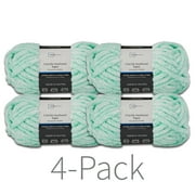 Mainstays Heathered Chenille Yarn, 33 yd, Opaline Green, 100% Polyester, Super Bulky, Pack of 4