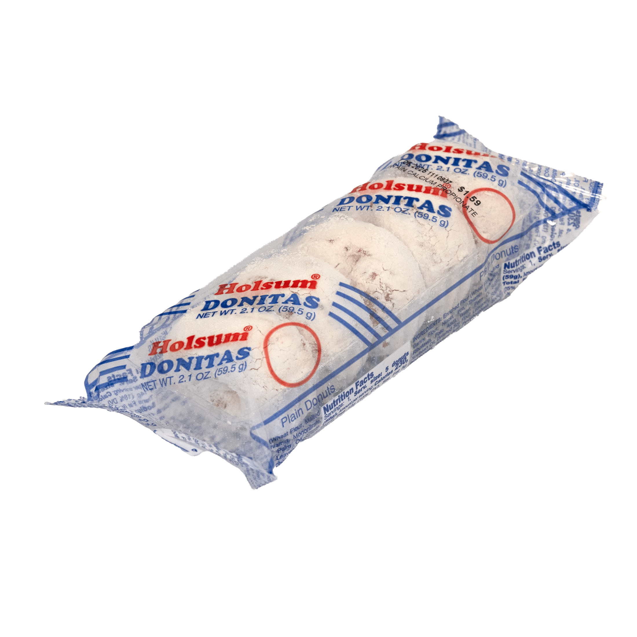 Holsum Mini Baked Sugar Powdered Donuts, 2.1 oz, Single Packed