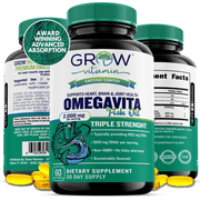 OmegaVita Fish Oil: Heart, Brain, and Joint Support - Natural Lemon Flavor, Enteric-Coated, Sustainably Sourced - Easy to Swallow 30 Day Supply - Omega Fatty Acid Supplements